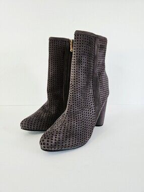 Catherine Malandrino Legacine Grey Perforated Side Zip Ankle Boots 9 - NWOB